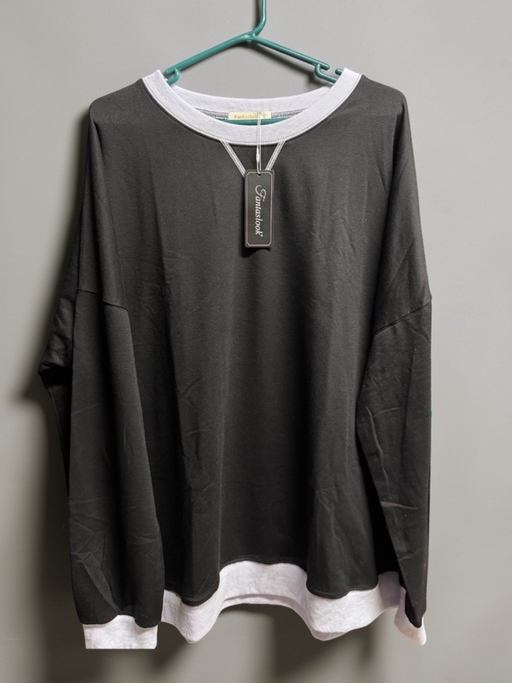 Fantaslook Oversized Colorblock Sweatshirt 3XL Black White NWT - Picture 2 of 14